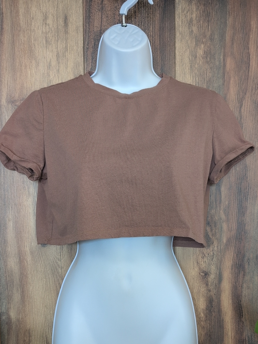 SHEIN Brown Cropped Short Sleeve Tee L            F259